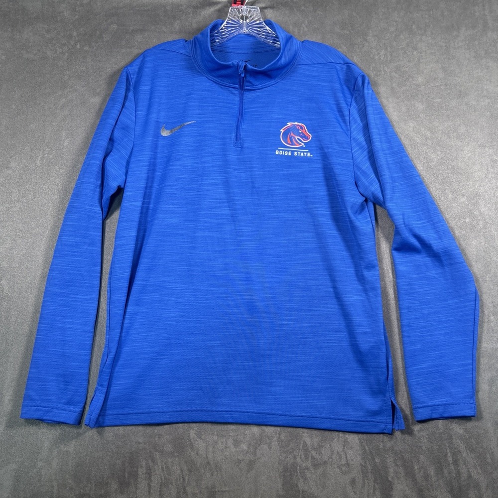 Boise State Broncos Nike Dri-FIT Mens L Blue 1/4 Zip Pullover Activewear